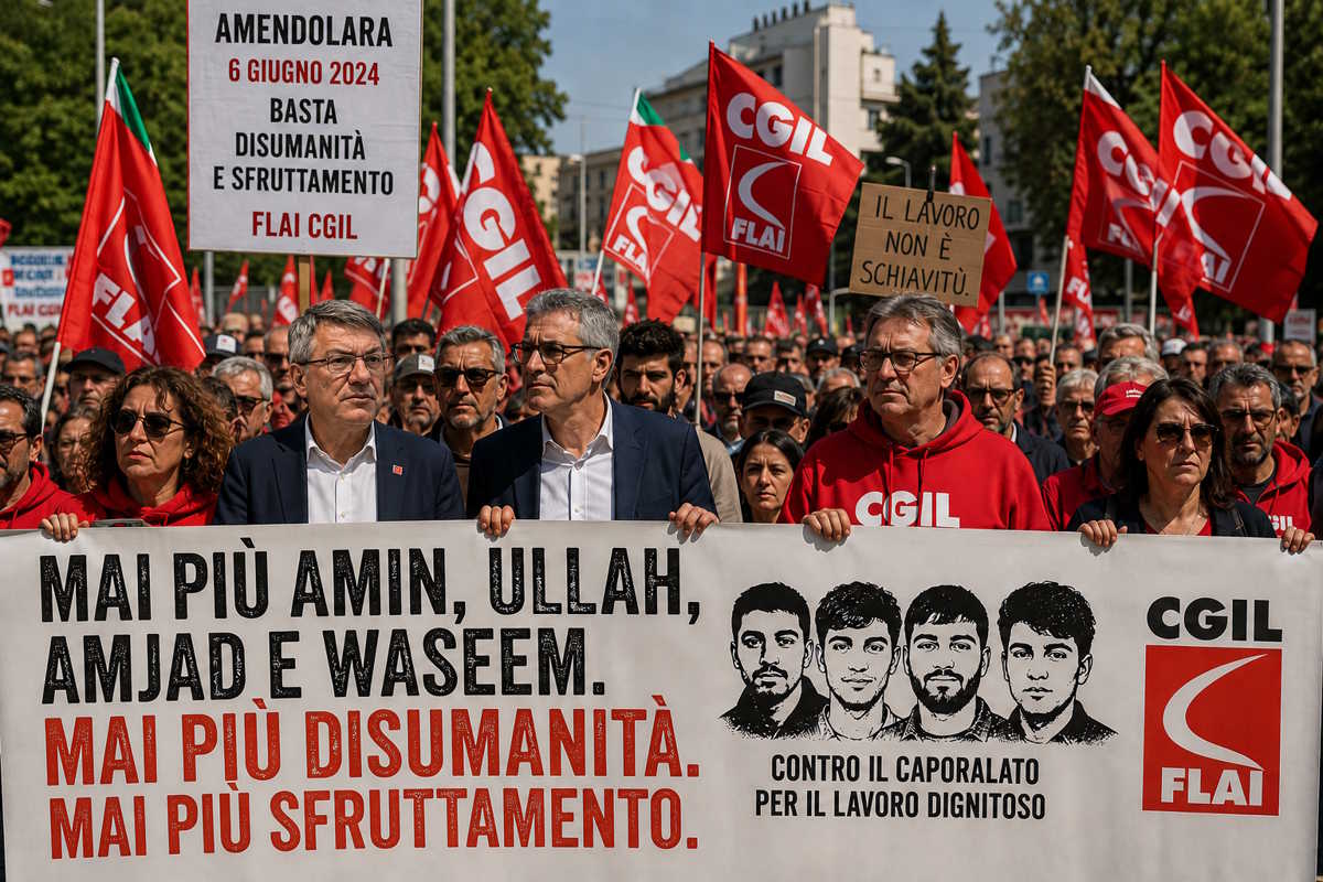 Amendolara, il grido contro la barbarie: migliaia in piazza per i quattro braccianti bruciati vivi