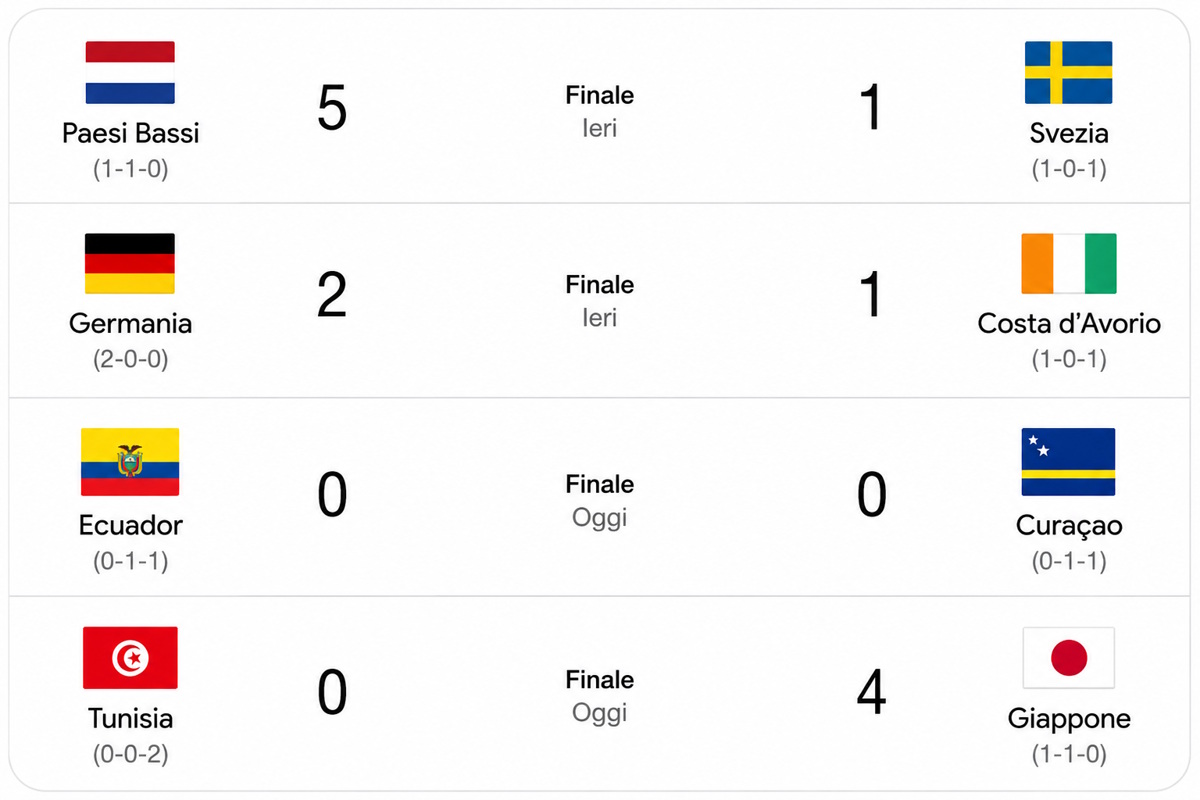 Mondiale 2026: Germania già agli ottavi, Olanda travolgente e prime sentenze. Tunisia e Turchia ormai fuori, Costa d'Avorio con il fiato sospeso