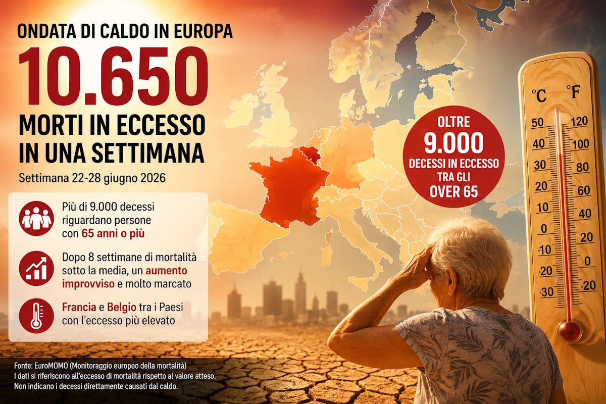 Caldo record in Europa, EuroMOMO: oltre 10.000 morti in eccesso in una settimana. Gli anziani sono le principali vittime